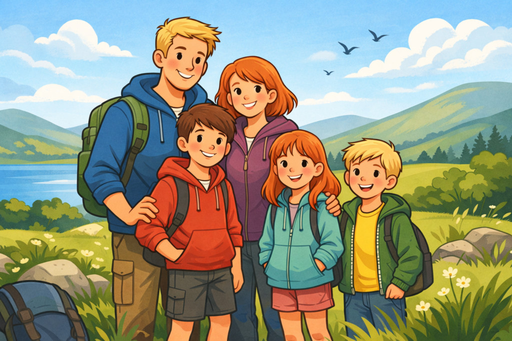 Family image depicting simple days outside about us page